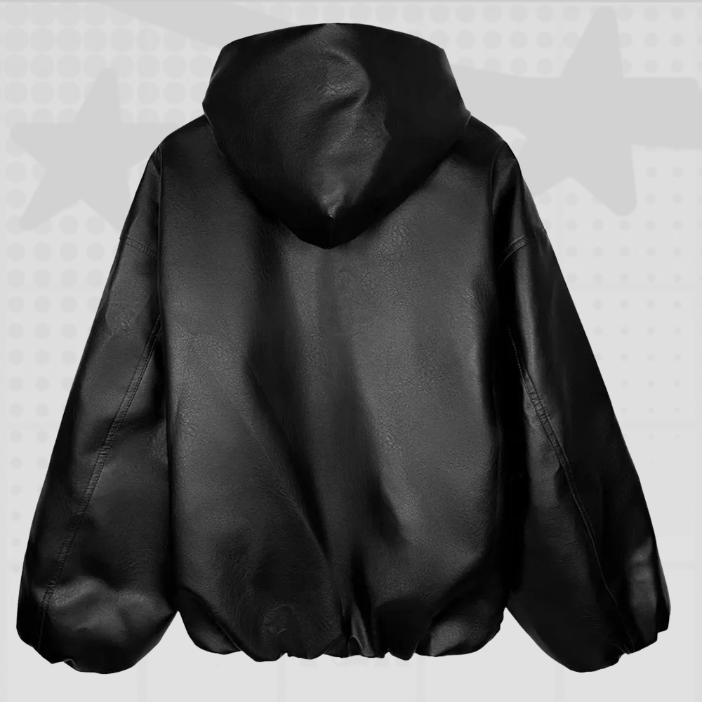 Hooded Faux Leather Jacket