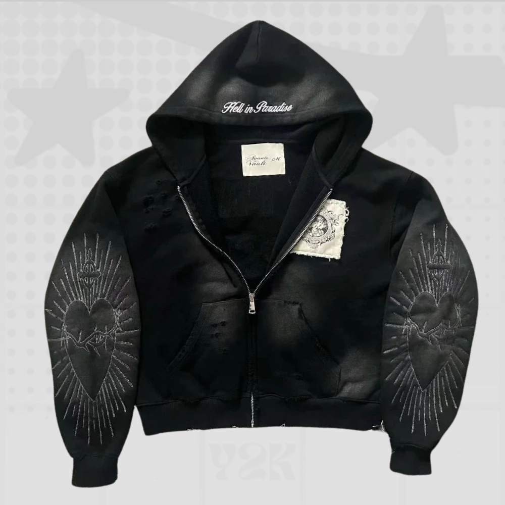 Letter Embroidery Y2K Hoodie