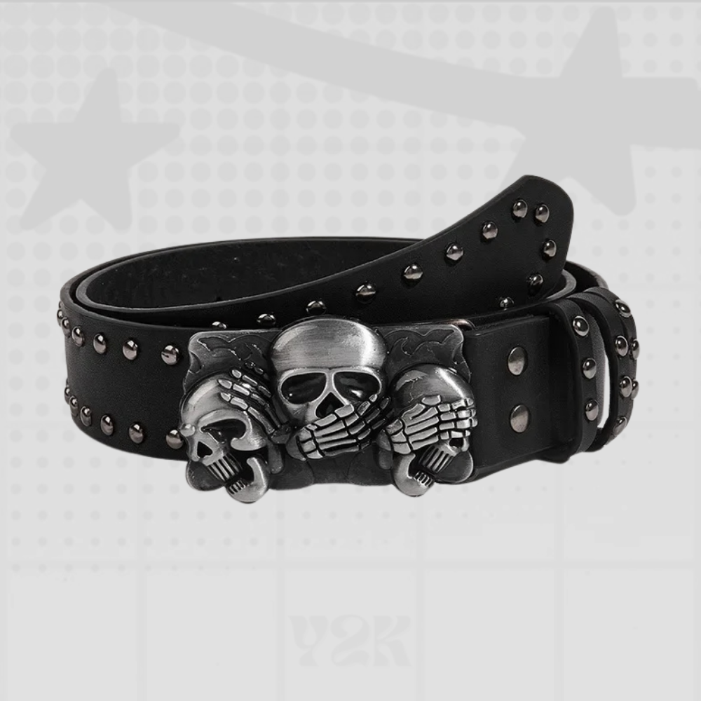 Y2K Skull Studded Belt