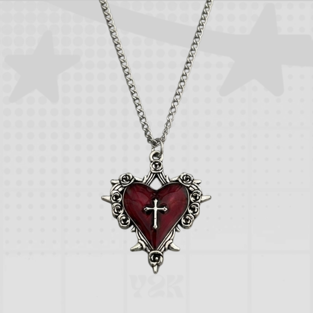 Y2K Gothic Red Heart Necklace