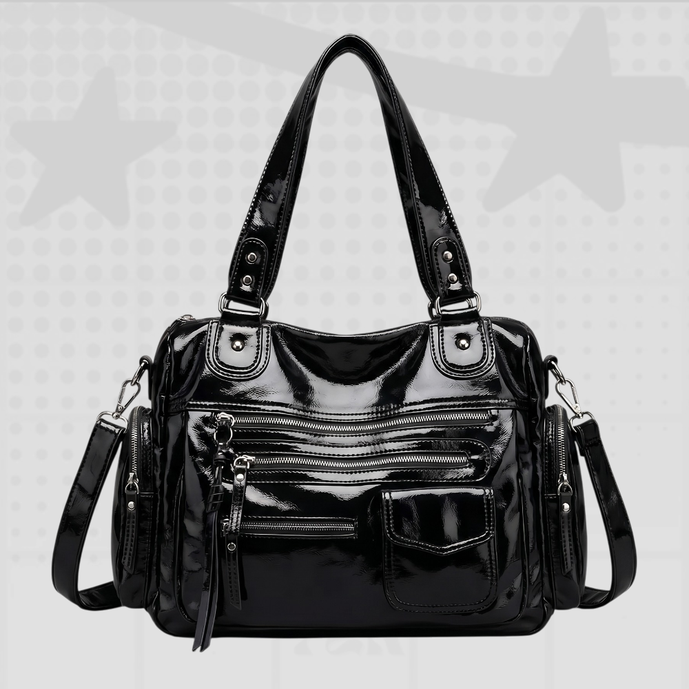 Black Multi-Pocket Shoulder Bag