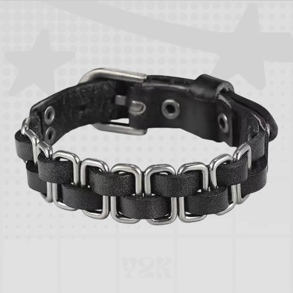 Punk Leather Chain Bracelet