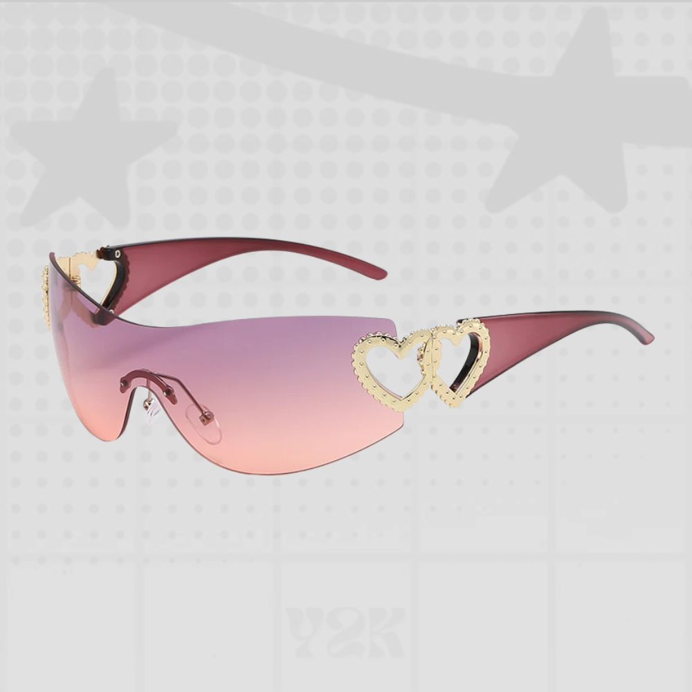 Y2K Heart Shield Sunglasses