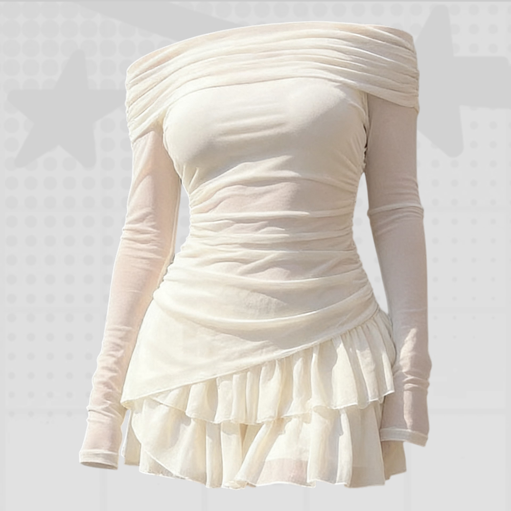 Off Shoulder Ruffle Mini Dress