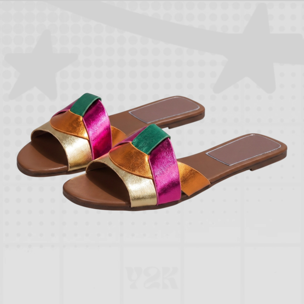 Metallic Braided Slide Sandals
