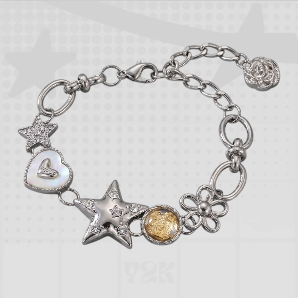 Star Heart Flower Charm Bracelet