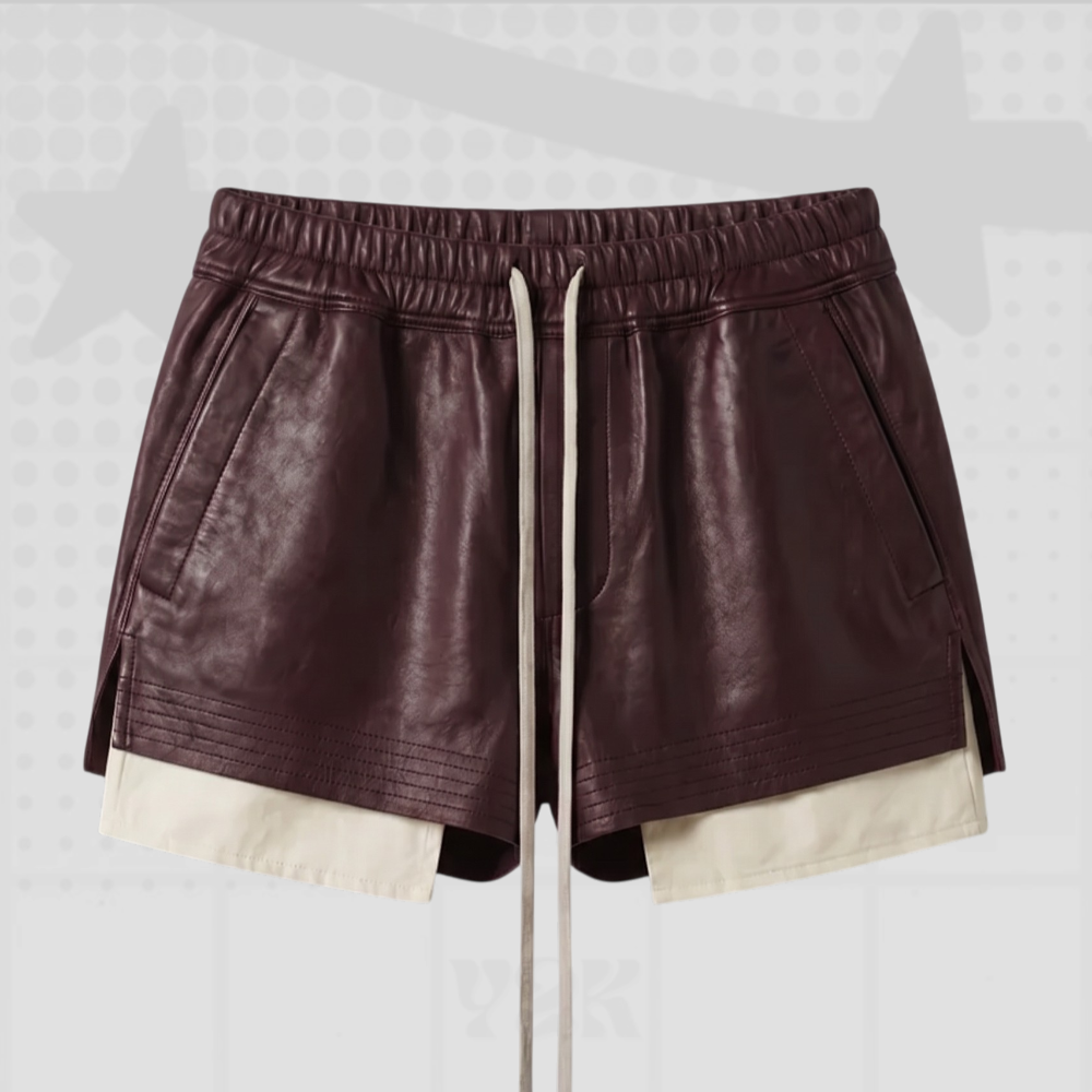Drawstring Faux Leather Shorts