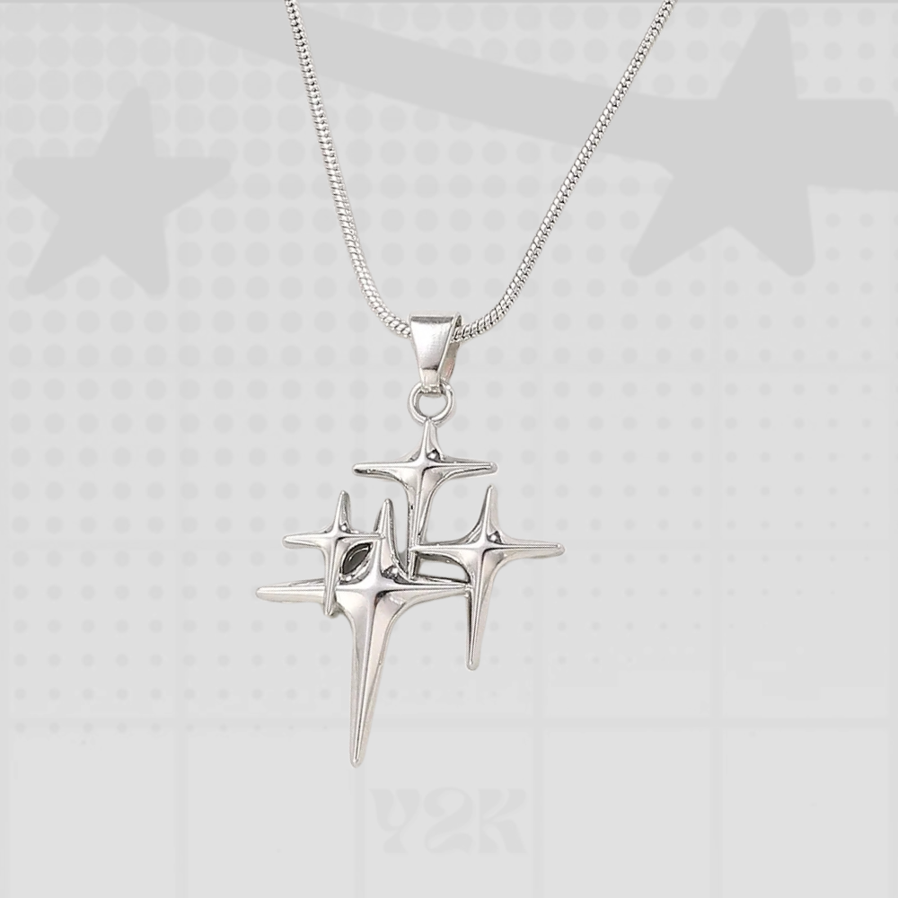Y2K Silver Star Necklace