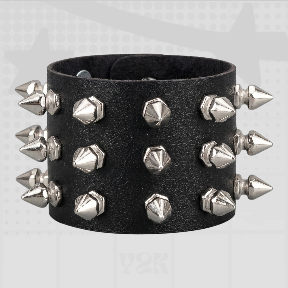 Punk Spike Leather Cuff Bracelet