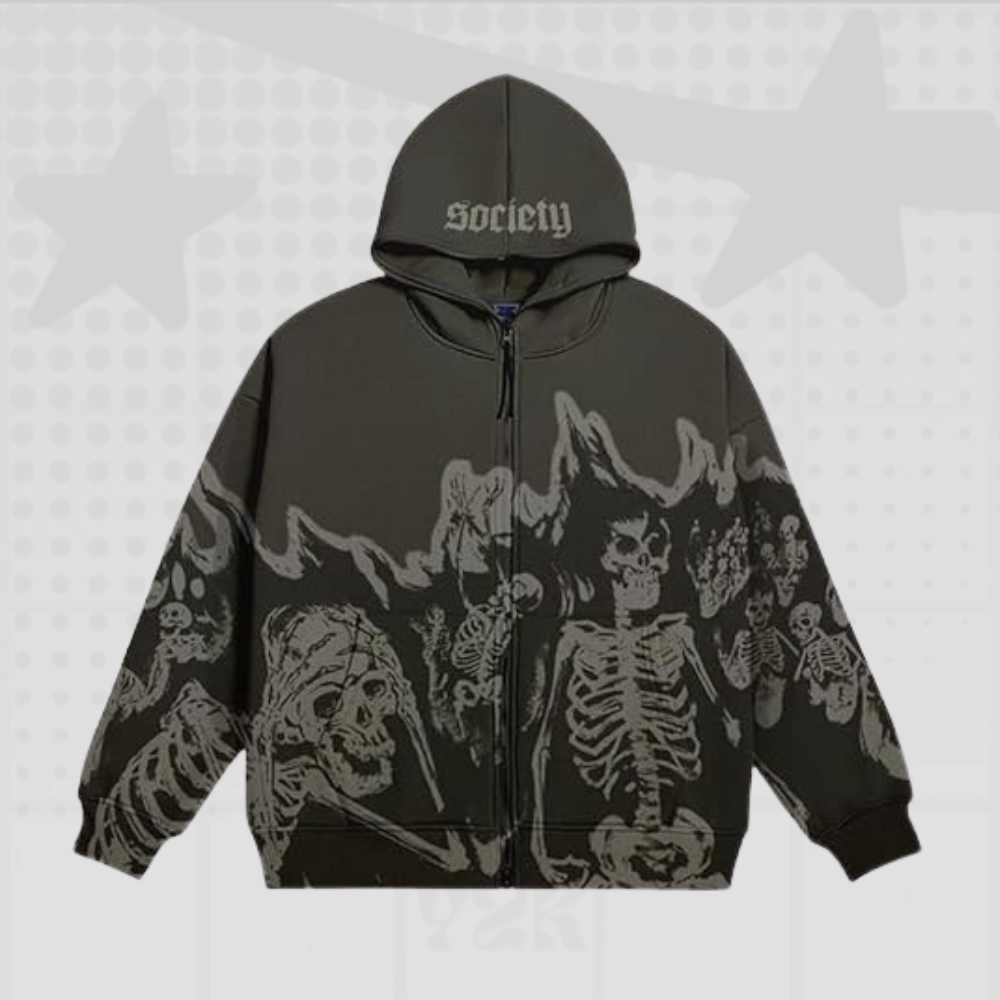 Grunge Y2K Full Zip Hoodie