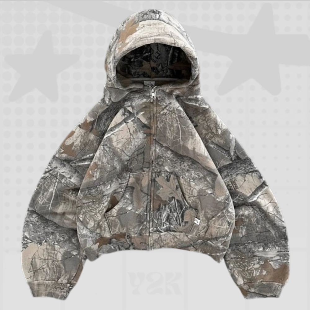 Camo Oversized Zip Hoodie