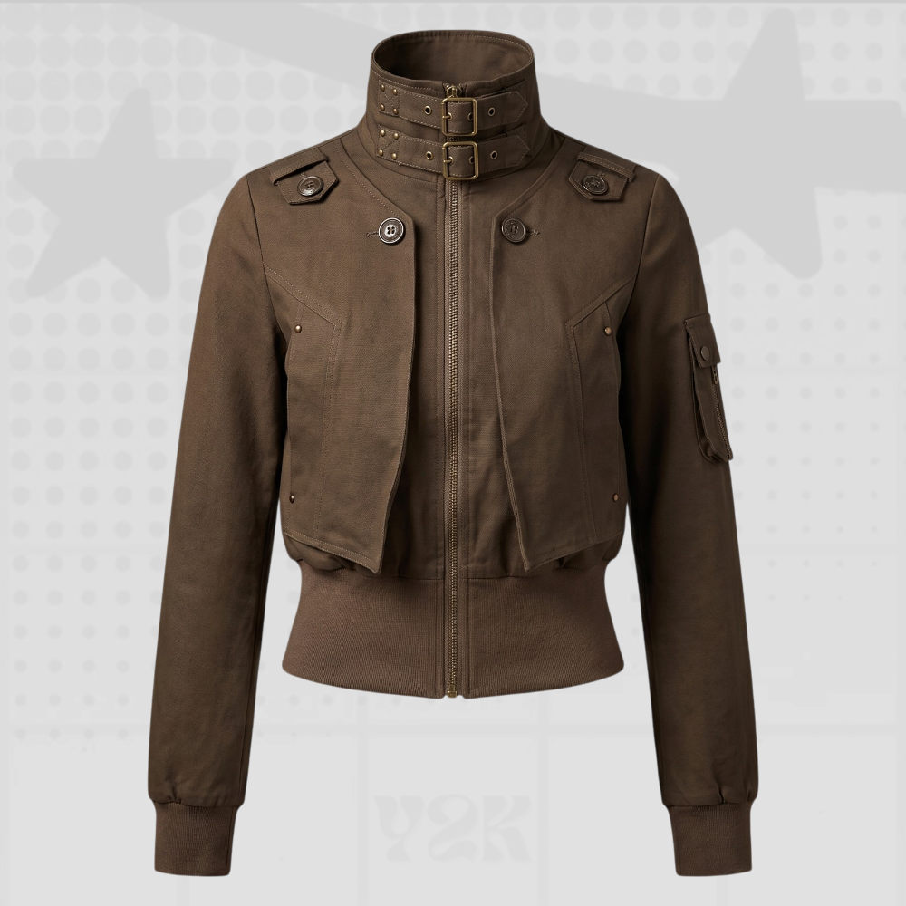 Y2K Cropped Moto Jacket
