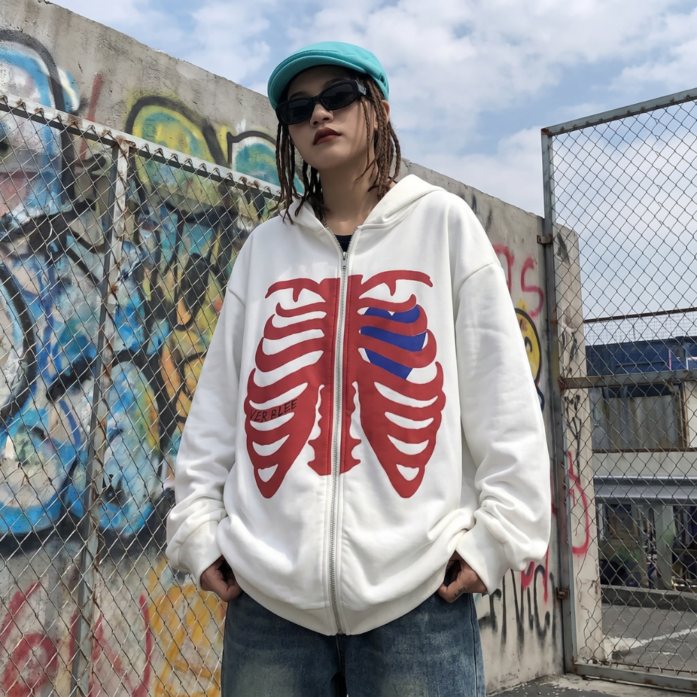 Skeleton Y2K Full Zip Hoodie