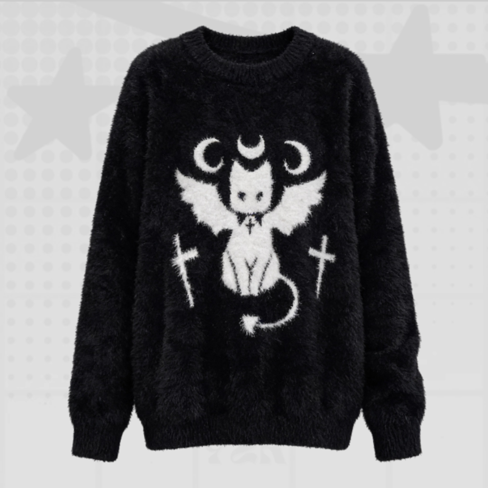 Oversized Gothic Cat Sweater