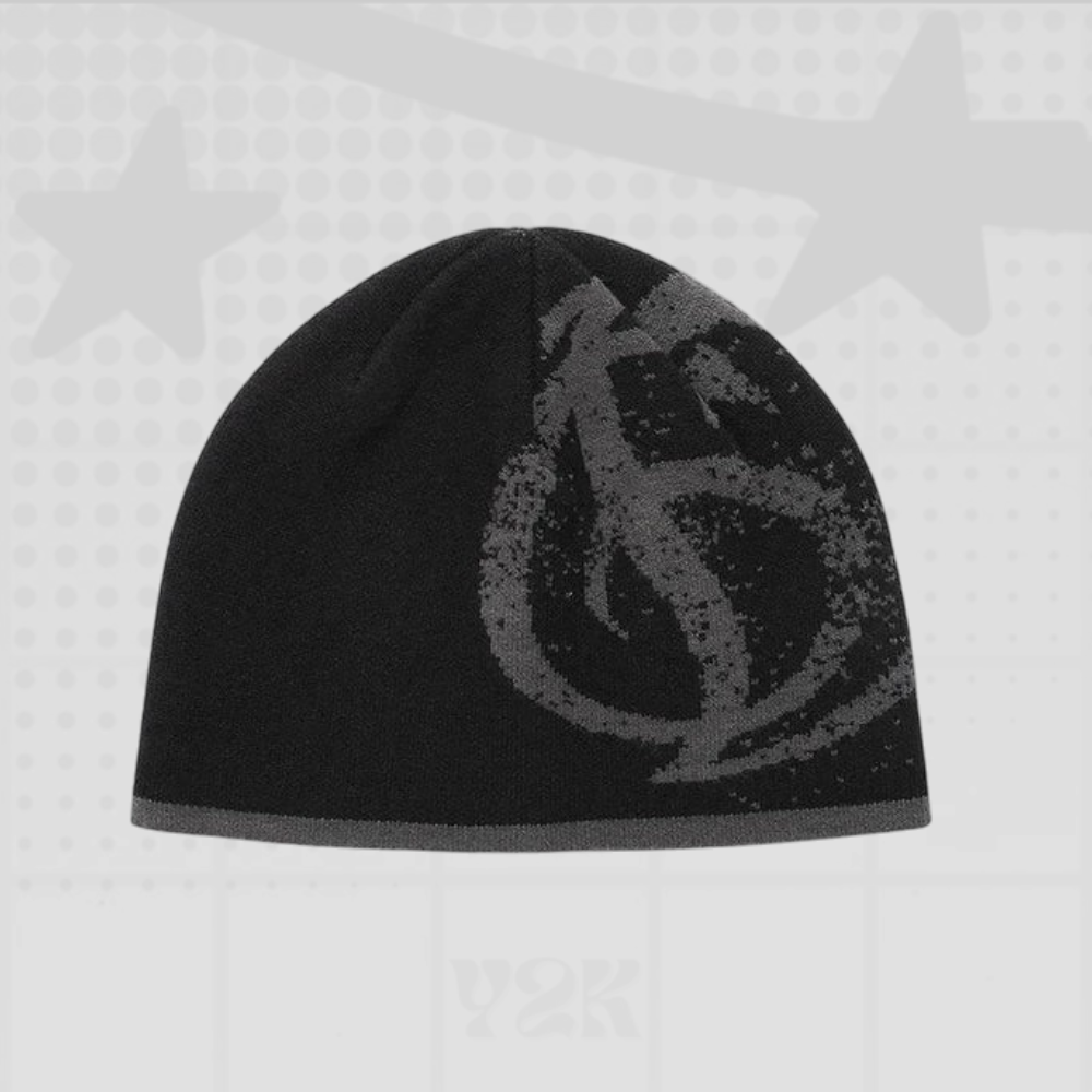 Y2K Distressed Logo Knit Beanie