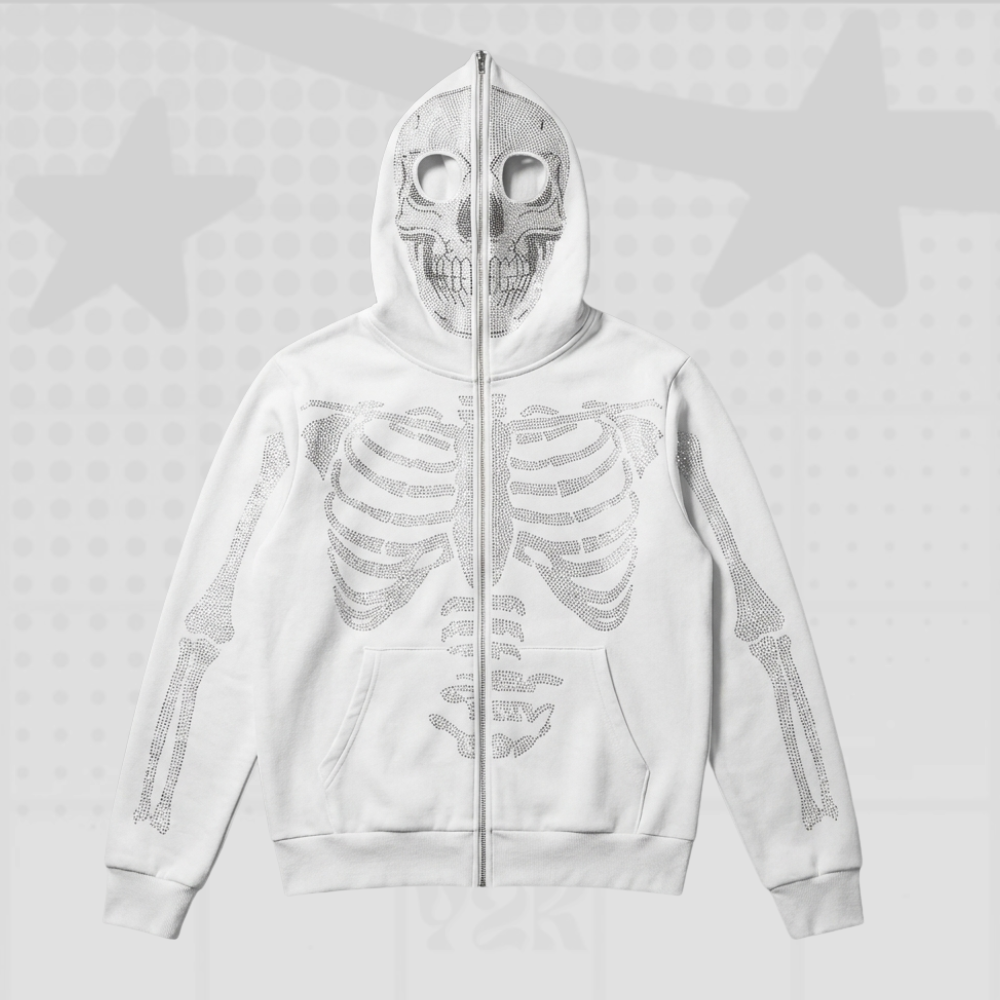 Rhinestone Full Zip Hoodie Y2K