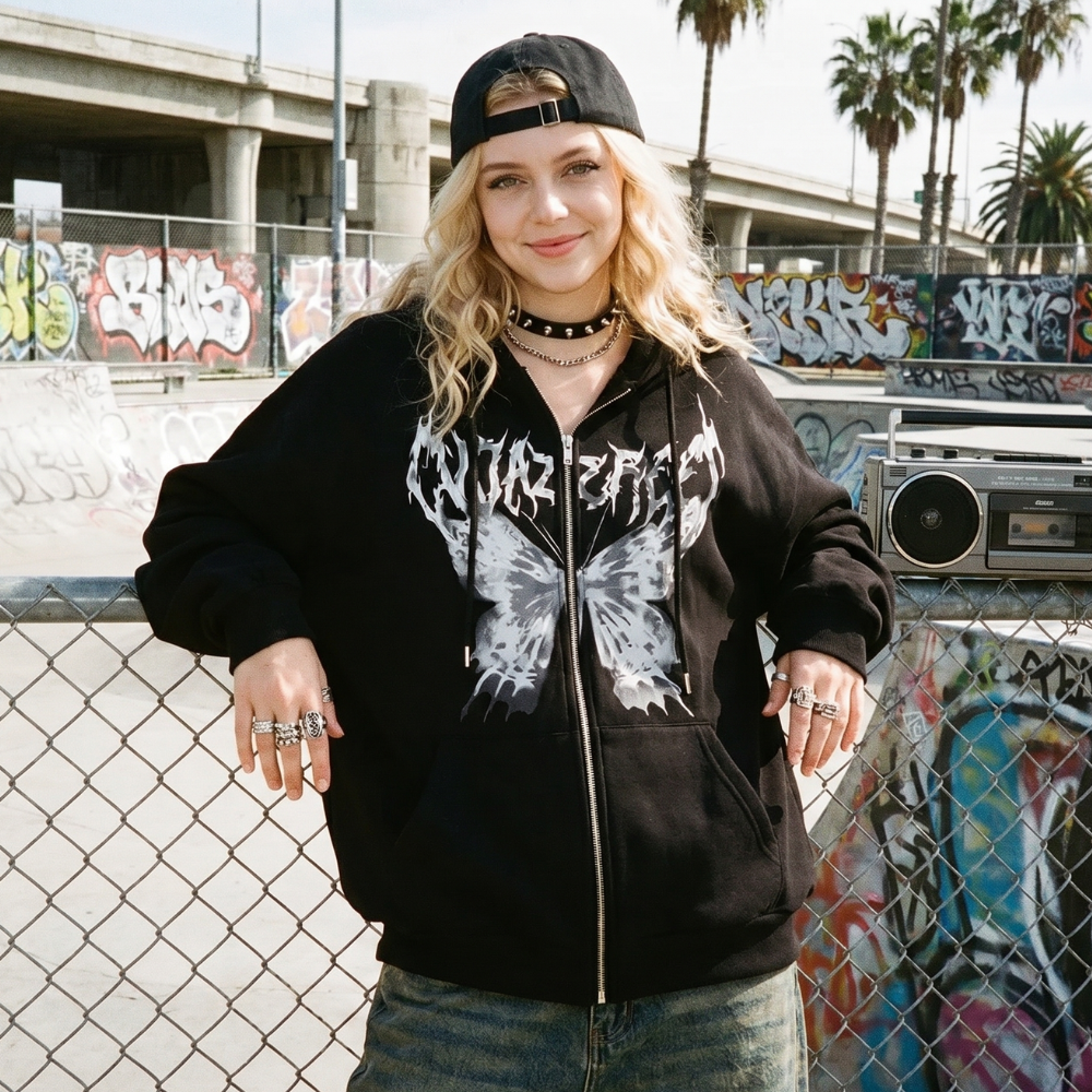 Butterfly Y2K Zip Up Hoodie