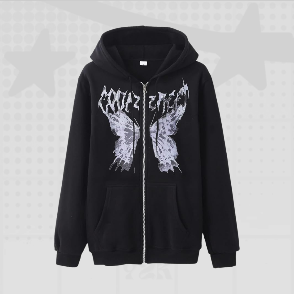 Butterfly Y2K Zip Up Hoodie