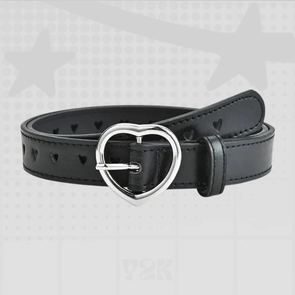 Heart Buckle Leather Y2K Belt