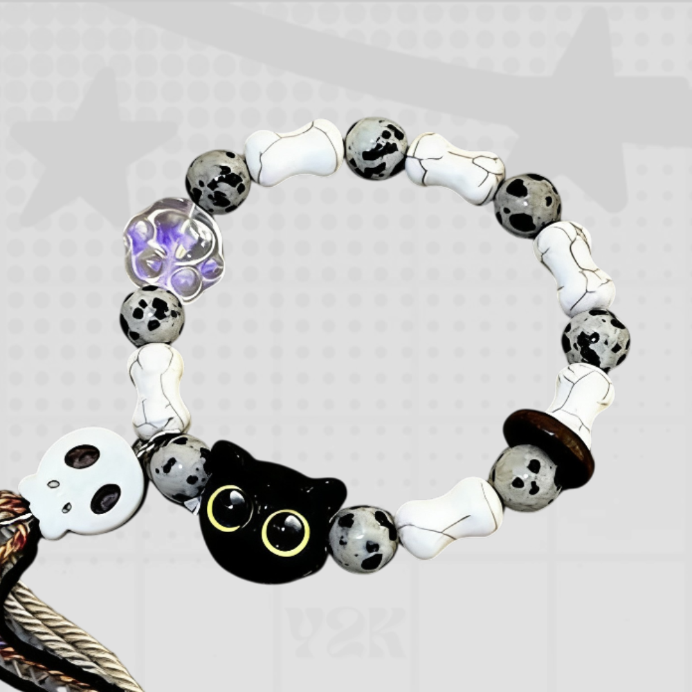 Cat Skull Beaded Bracelet