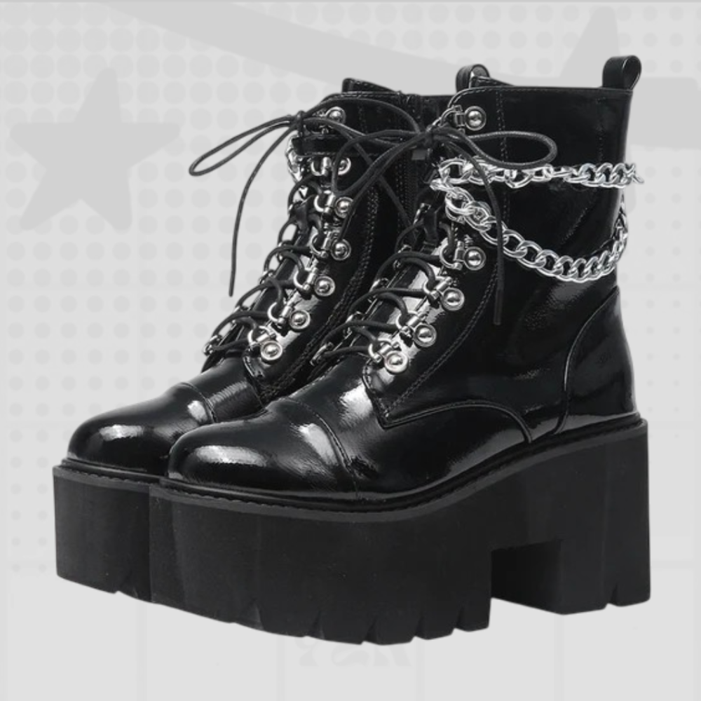 Chain Platform Combat Boots