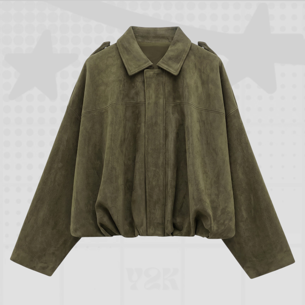 Faux Suede Bomber Jacket