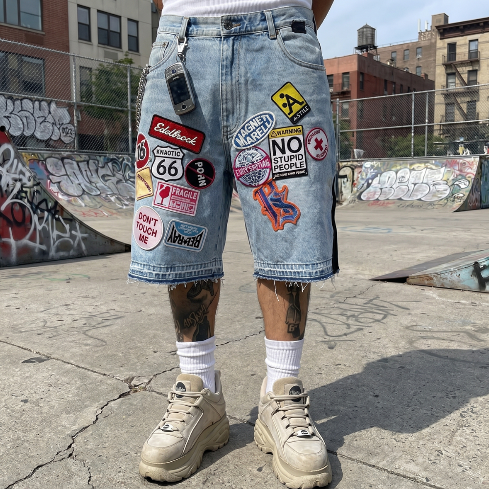 Patchwork Graphic Jorts