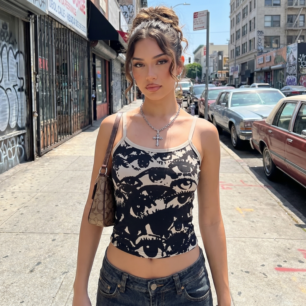 Eyes Print Camisole Top