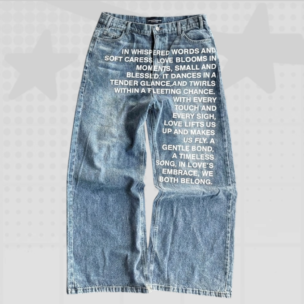 Y2K Letter Print Jeans