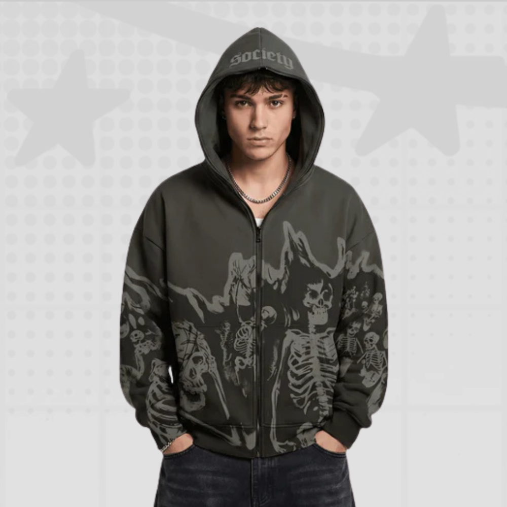 Grunge Y2K Full Zip Hoodie