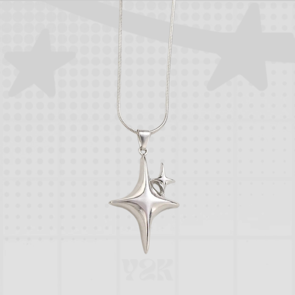 Y2K Silver Star Necklace