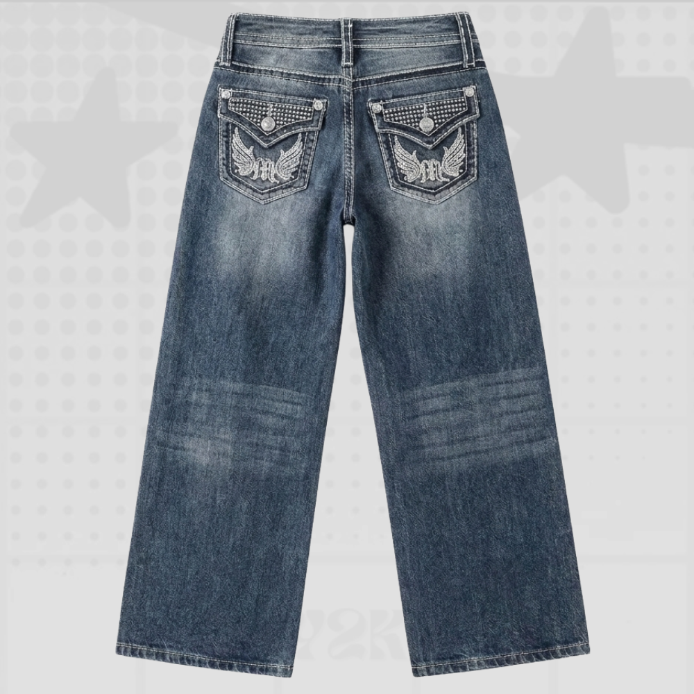Blue Y2k Wash Baggy Jeans