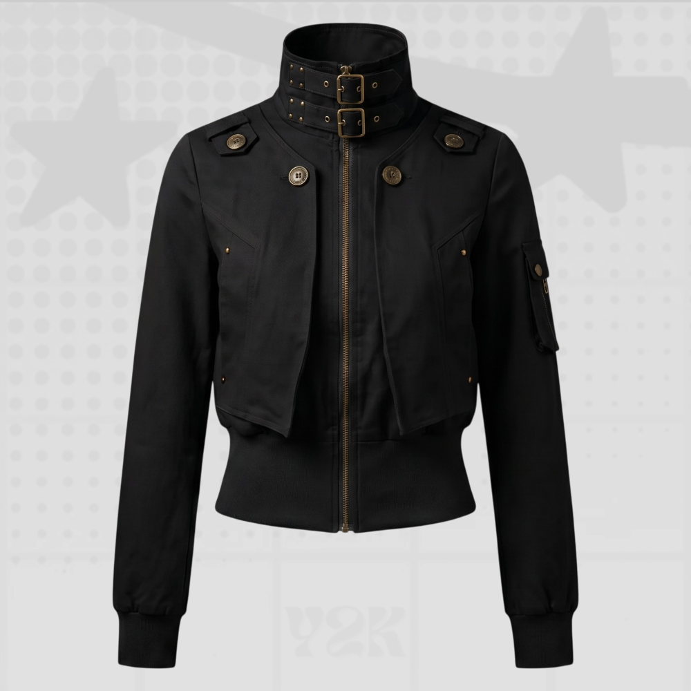 Y2K Cropped Moto Jacket