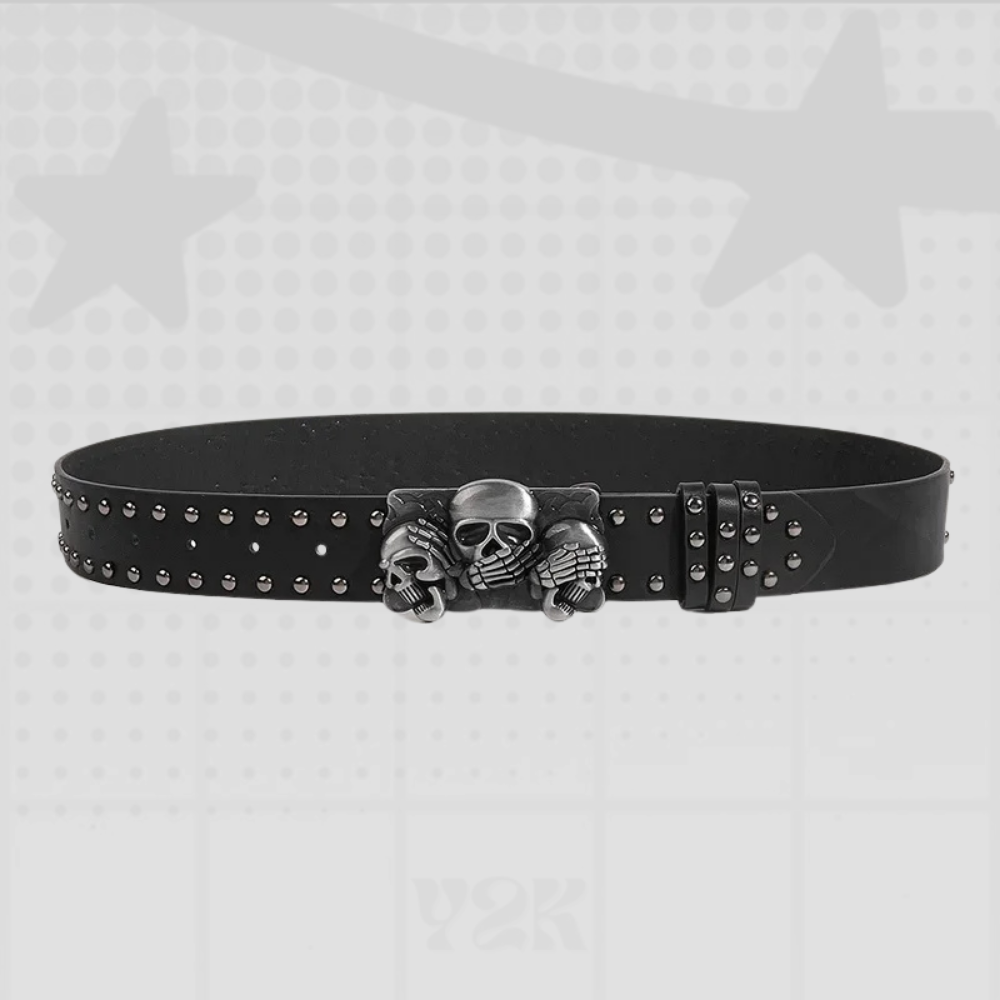 Y2K Skull Studded Belt