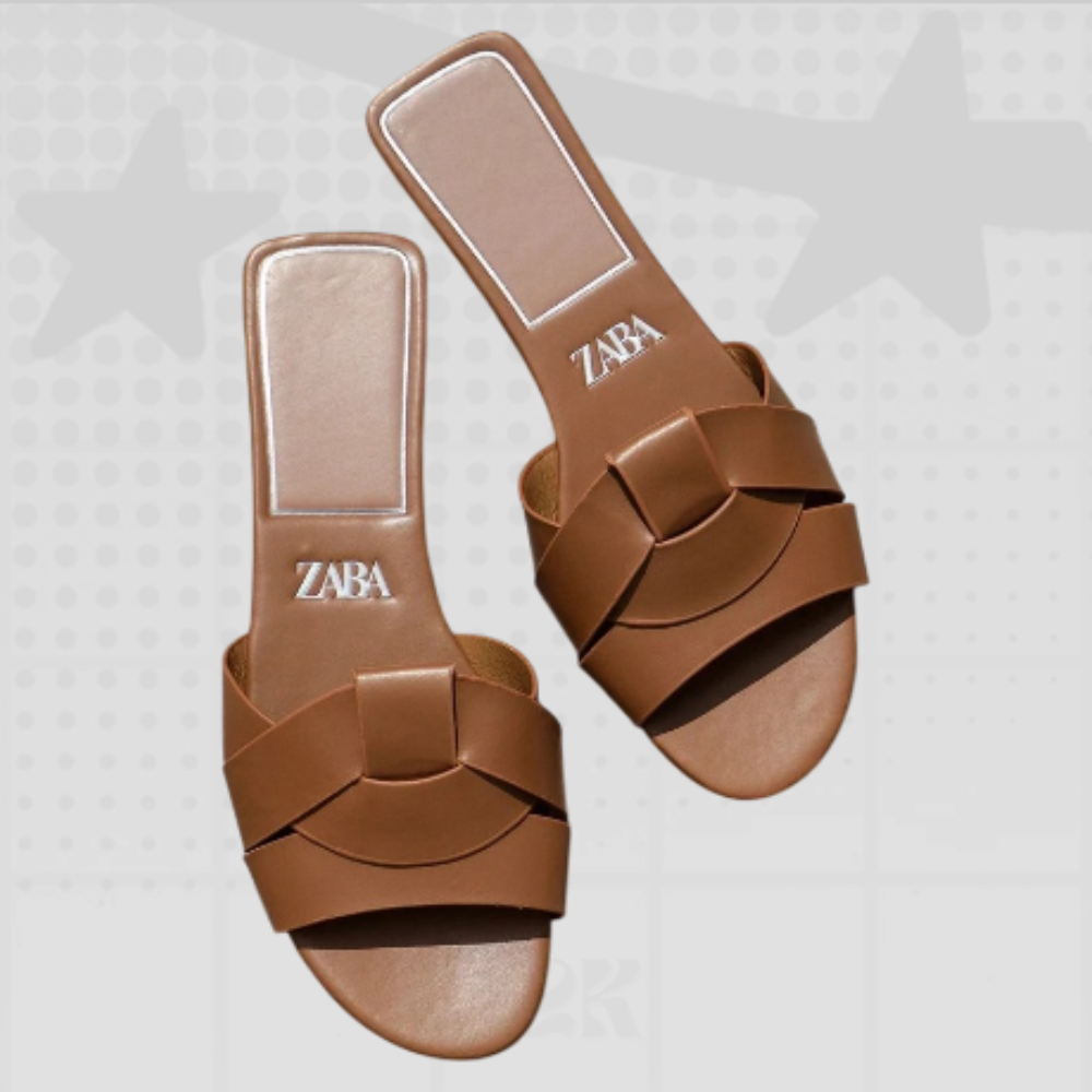 Woven Leather Slide Sandals