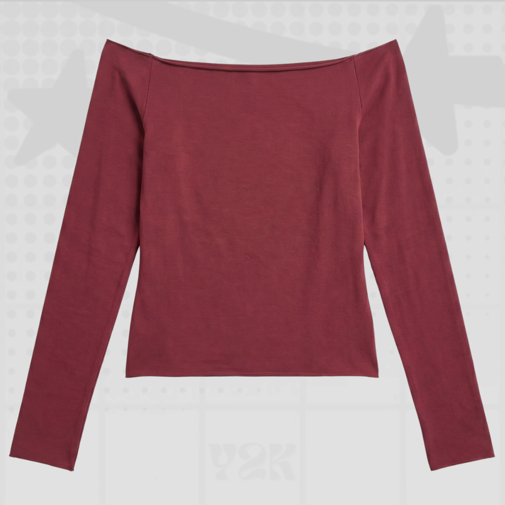 Long Sleeve Open Shoulder Top