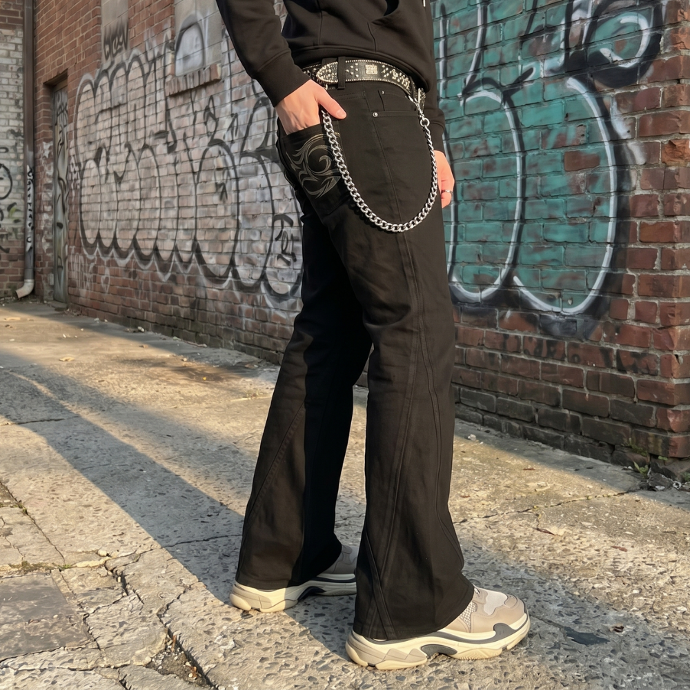 Gothic Flared Tribal Jeans