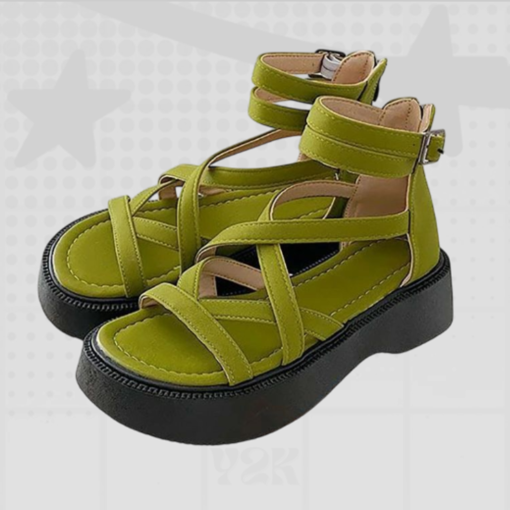 Cross Over Y2K Platform Sandals