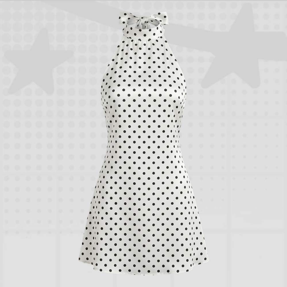 Polka Dot Halter Mini Dress