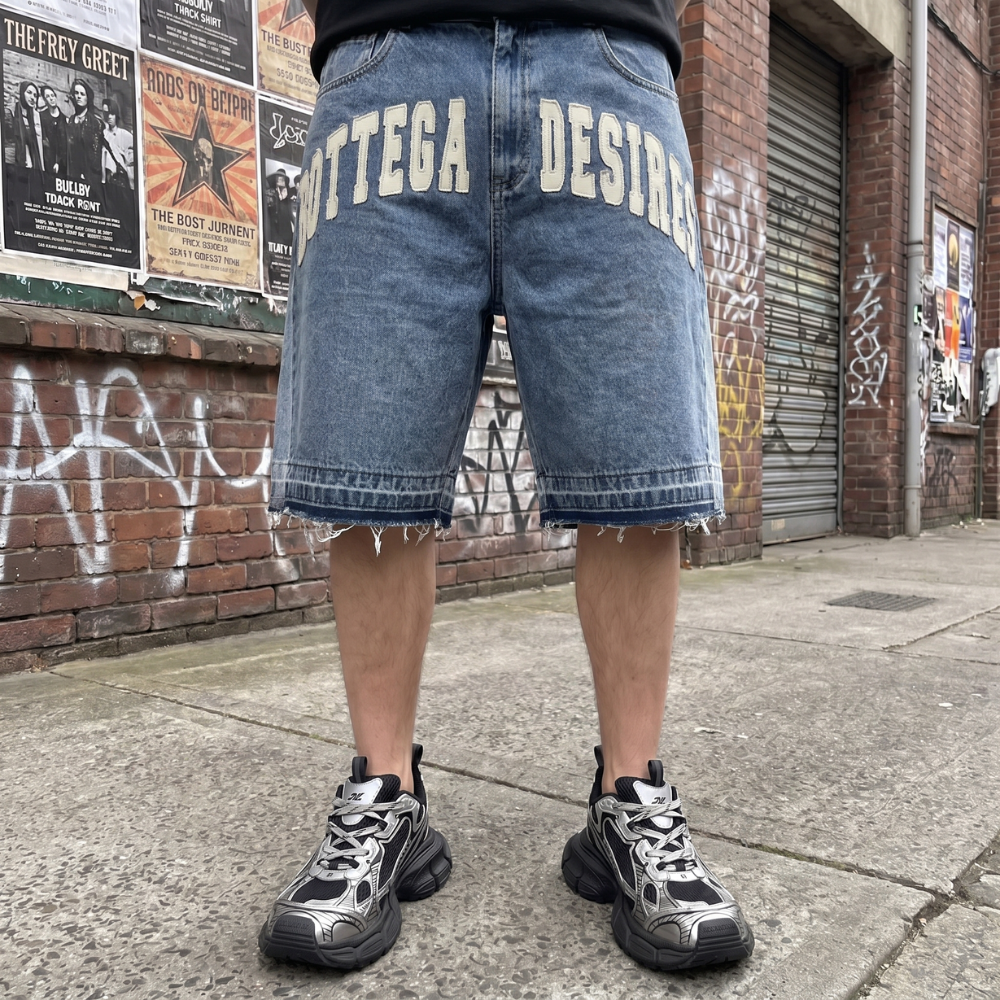 Y2K Letter Print Denim Shorts