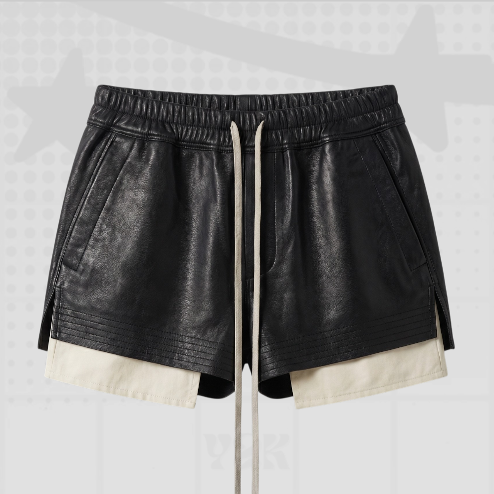 Drawstring Faux Leather Shorts