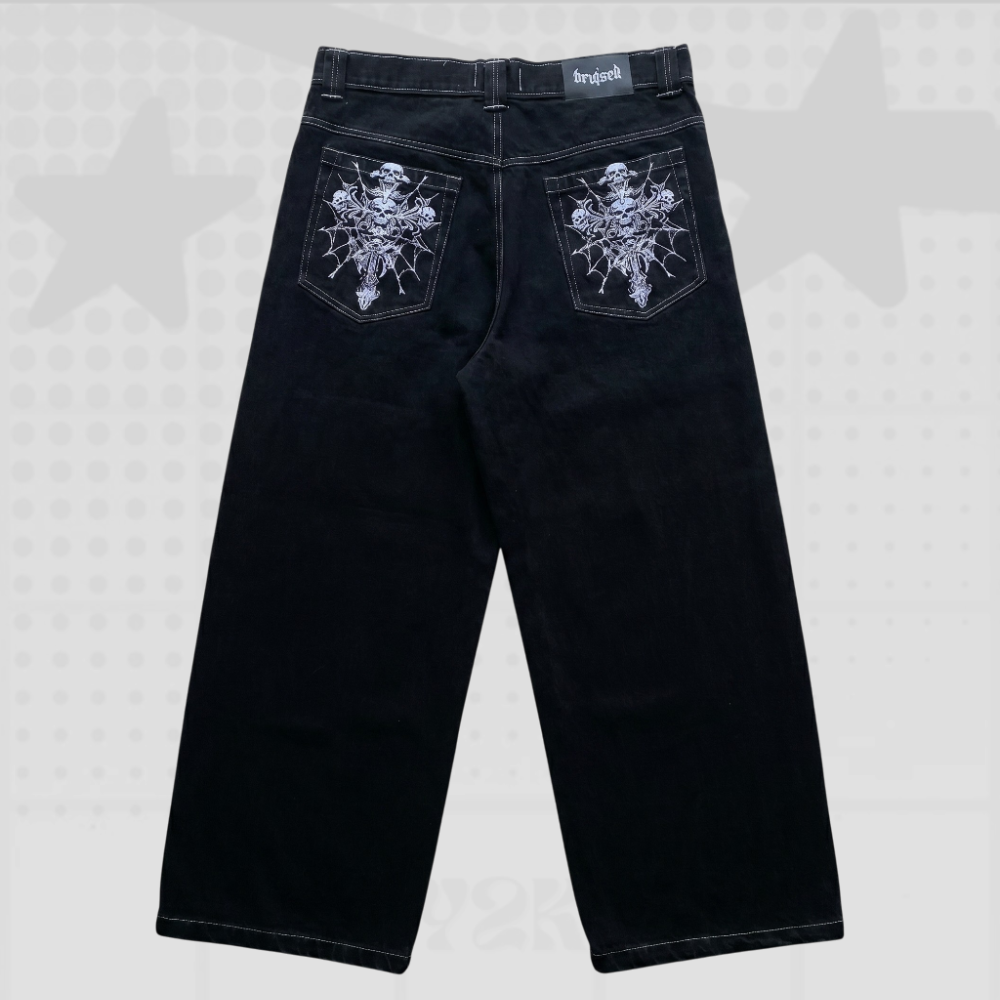 Gothic Embroidered Baggy Jeans