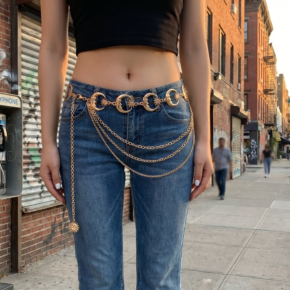 Moon & Star Y2K Waist Chain