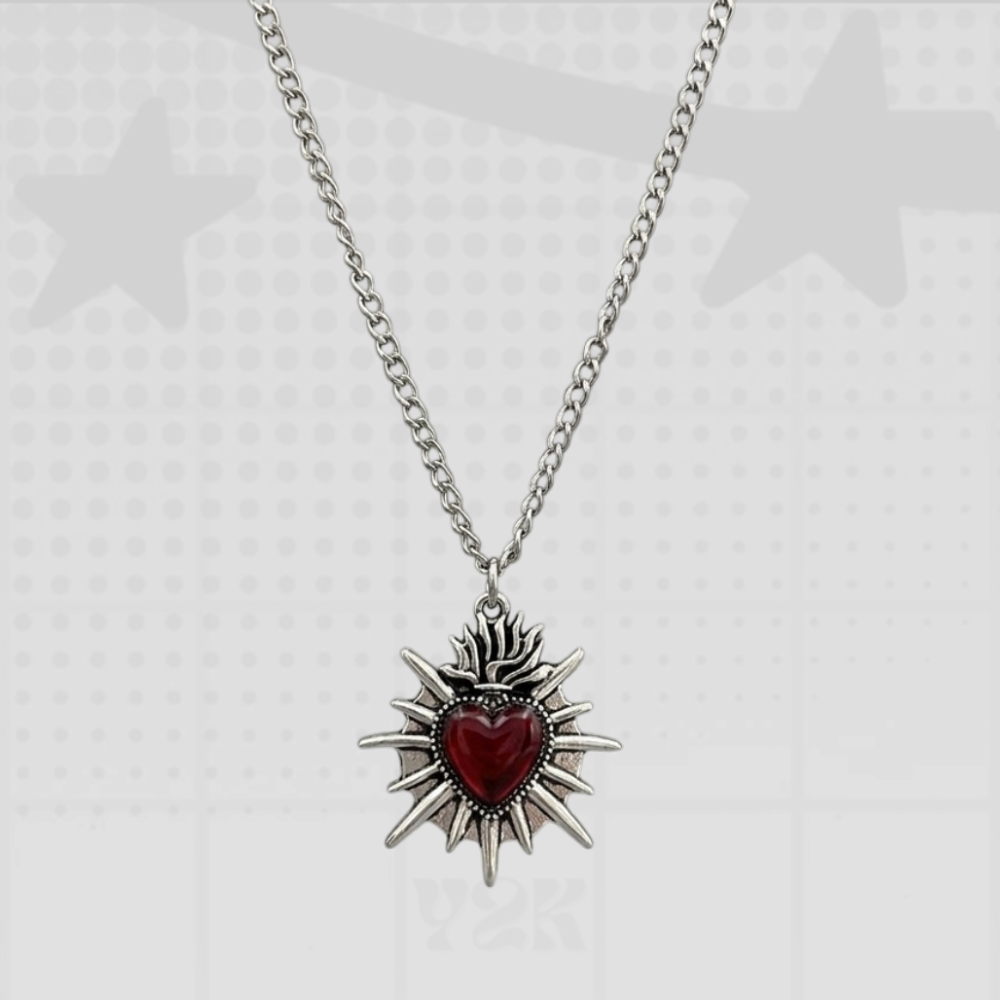 Y2K Gothic Red Heart Necklace