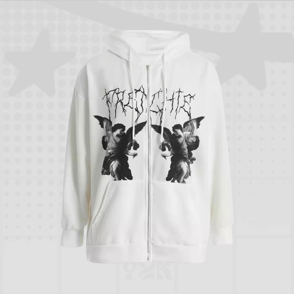 Y2K Punk Graphic Zip Up Hoodie