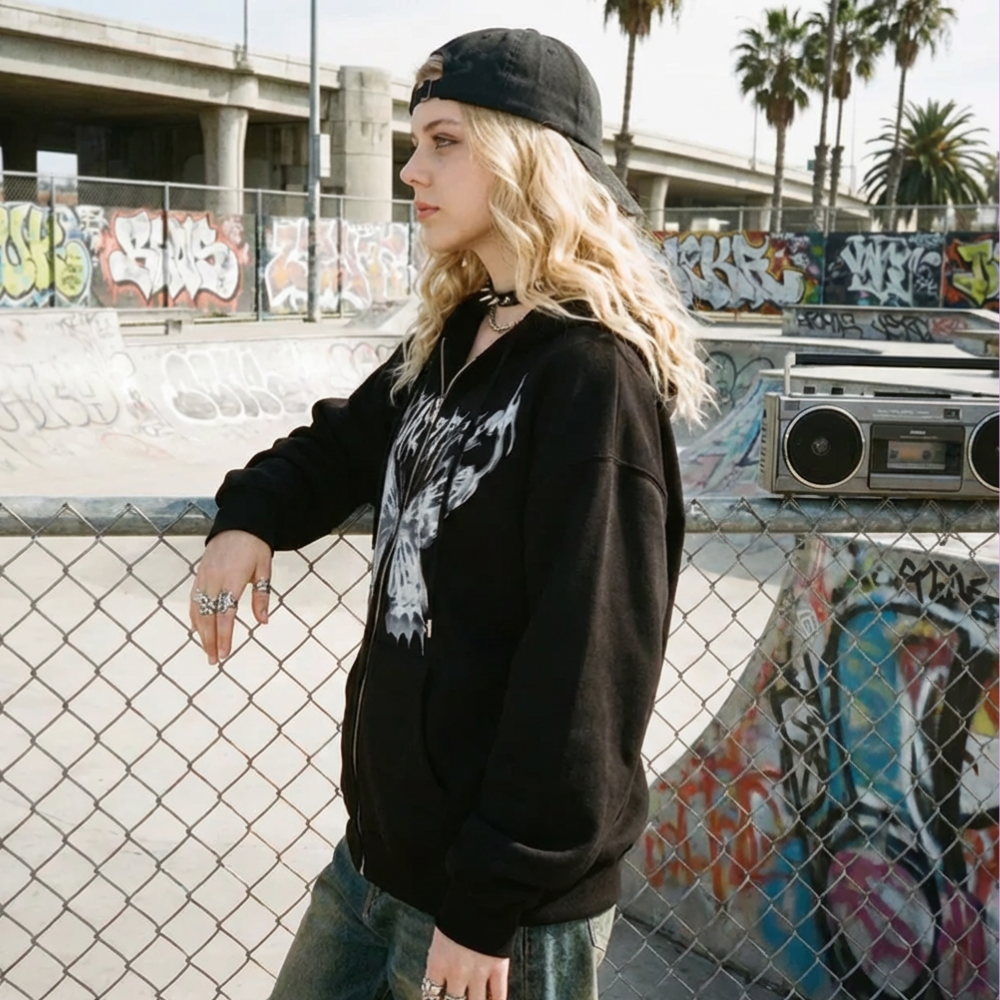 Butterfly Y2K Zip Up Hoodie