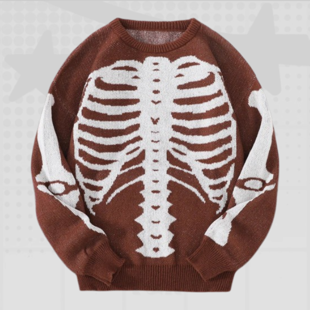 Oversized Y2K Skeleton Sweater