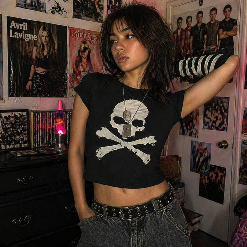 Skull Baby Tee Y2K