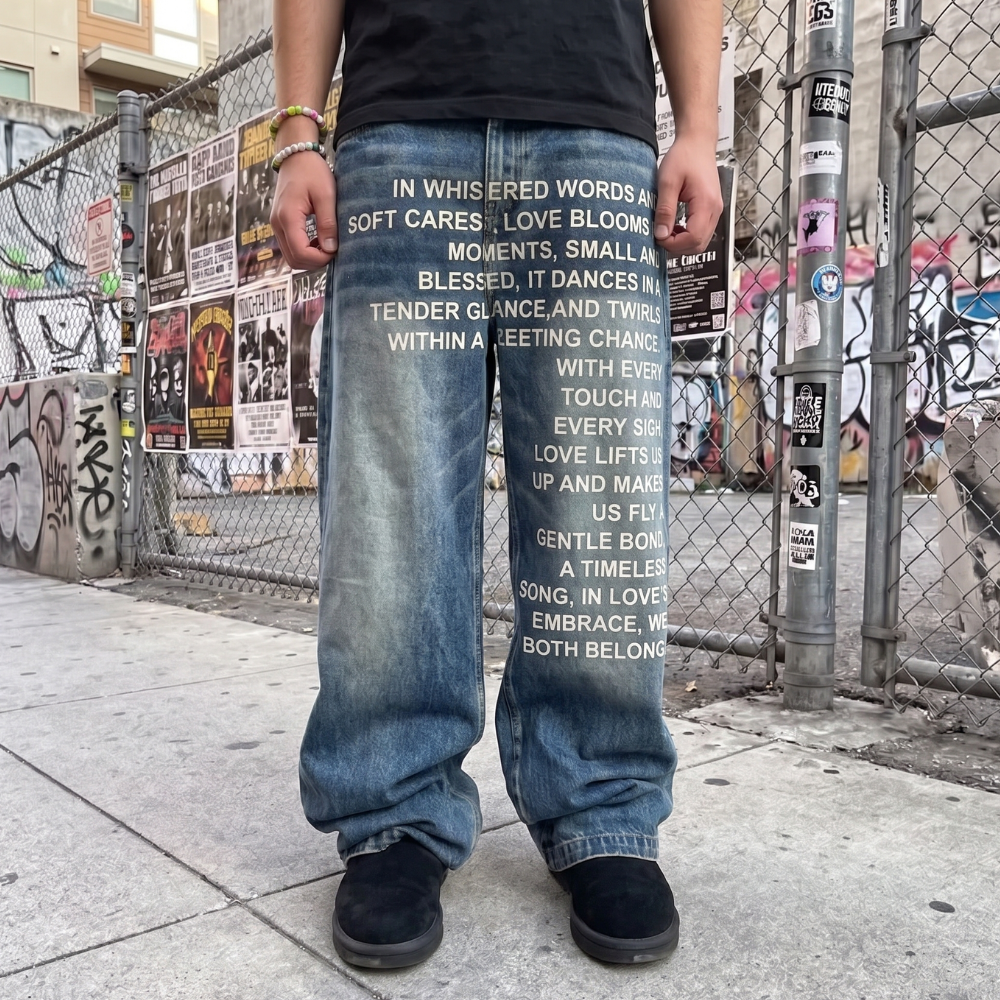 Y2K Letter Print Jeans