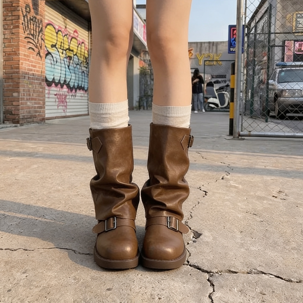 Buckle Mid-Calf Boots